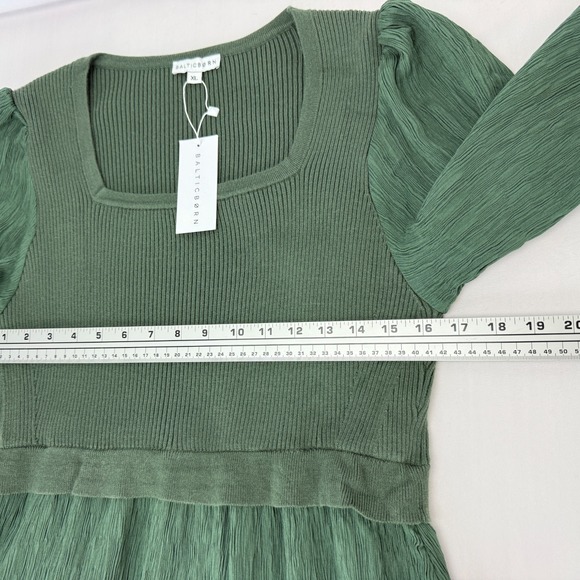 Baltic Born NWT Alva Sweater Midi Dress XL Dusty Green Square Neck Crinkle Boho - Picture 13 of 16